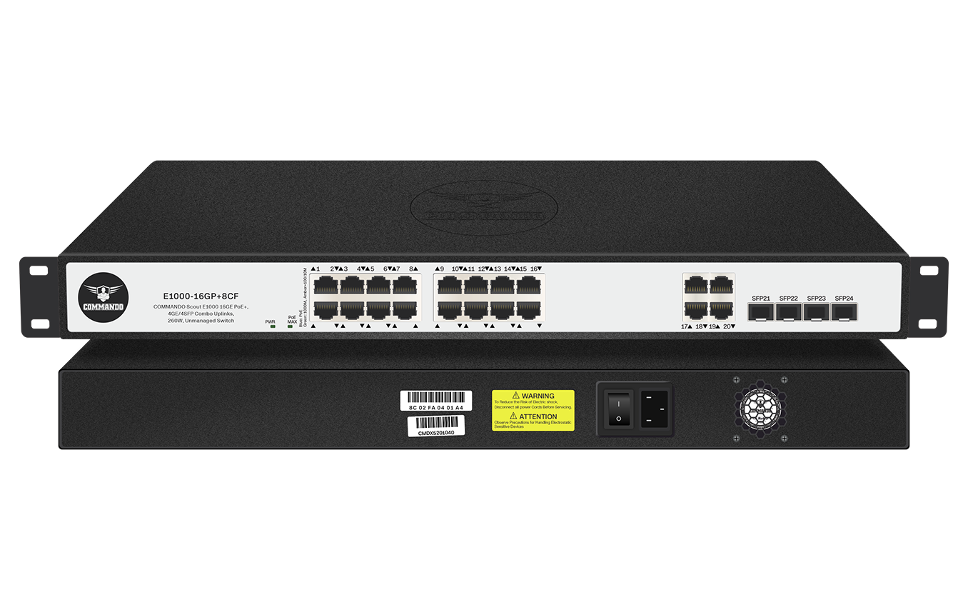 SWITCH COMMANDO SCOUT E1000 16 GE POE+ ,4GE-4SFP