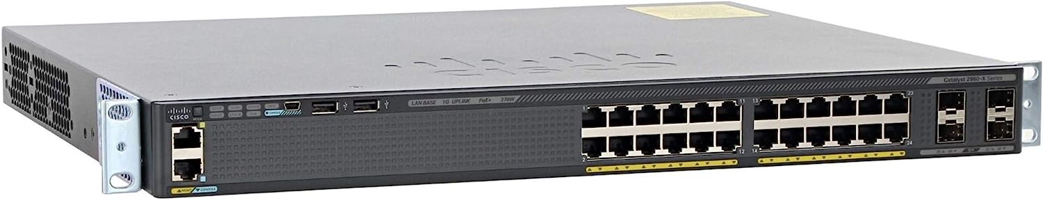 SWITCH SISCO CATALYST MANAGEABLE C2960X 24 PORTS PS-L 1G GIGABYT POE refurb