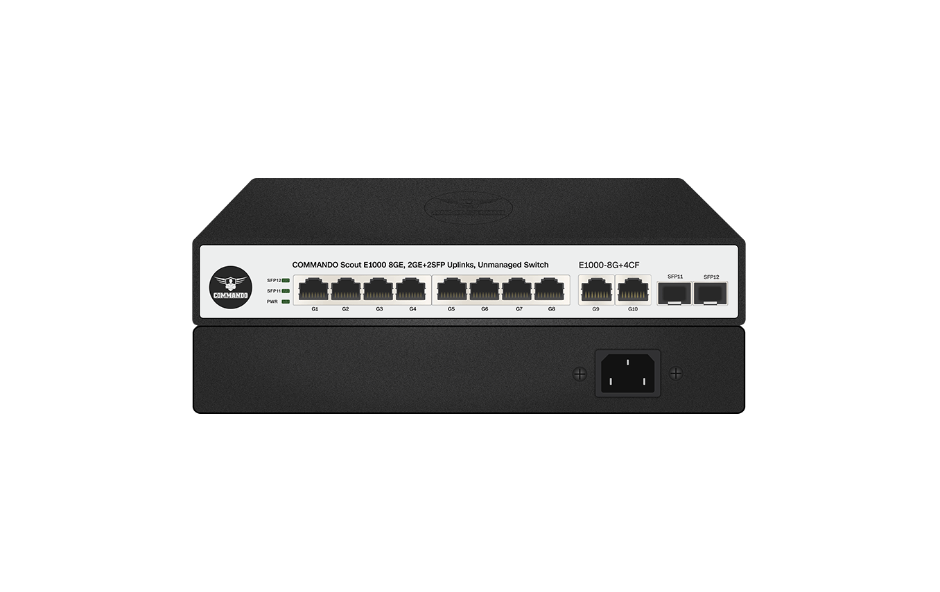 SWITCH COMMANDO SCOUT E1000 8 GE POE+ ,4GE-4SFP