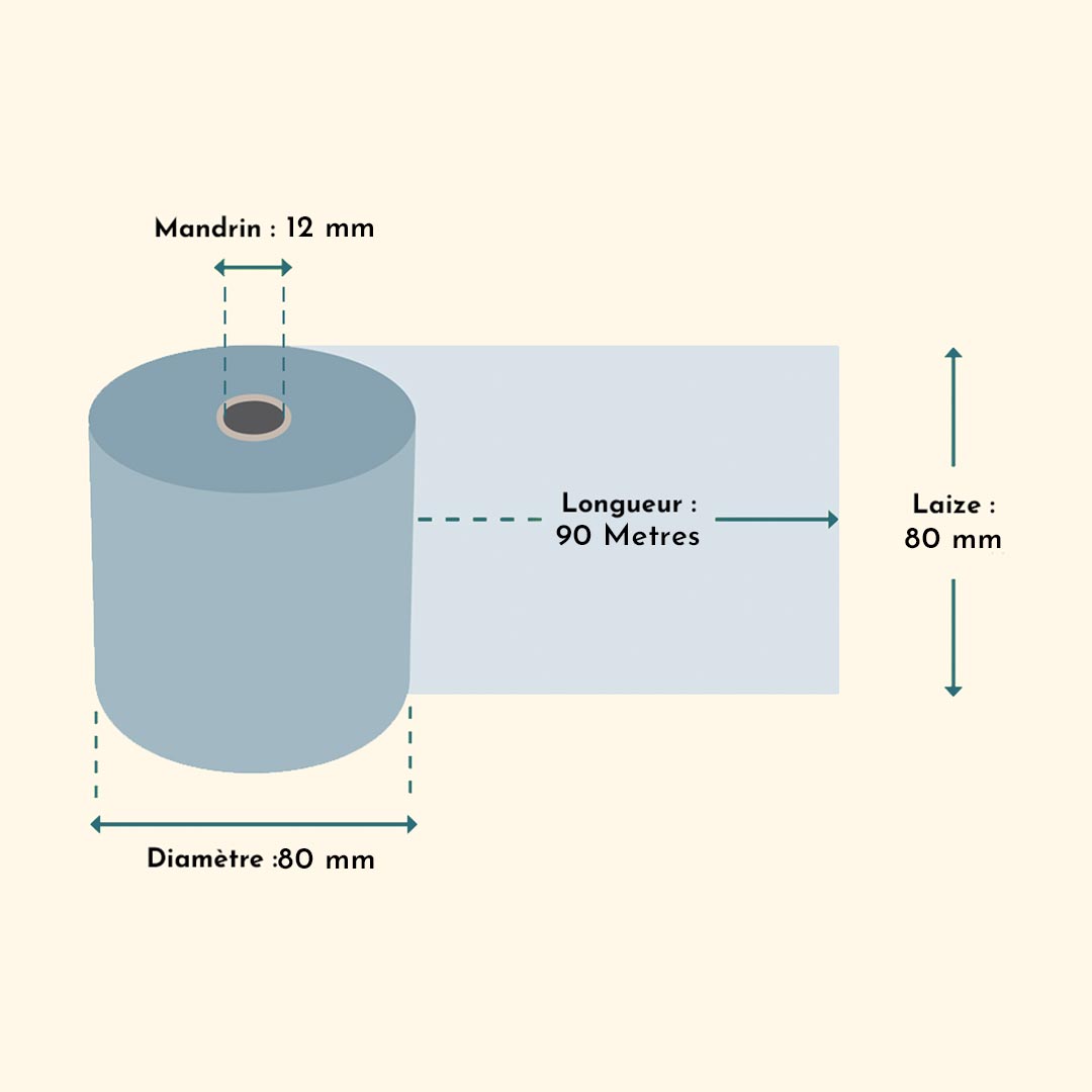 Papier Thermique Imprimante De Caisse 80 X 80 X 12 Mm BLANC thumbnail 2