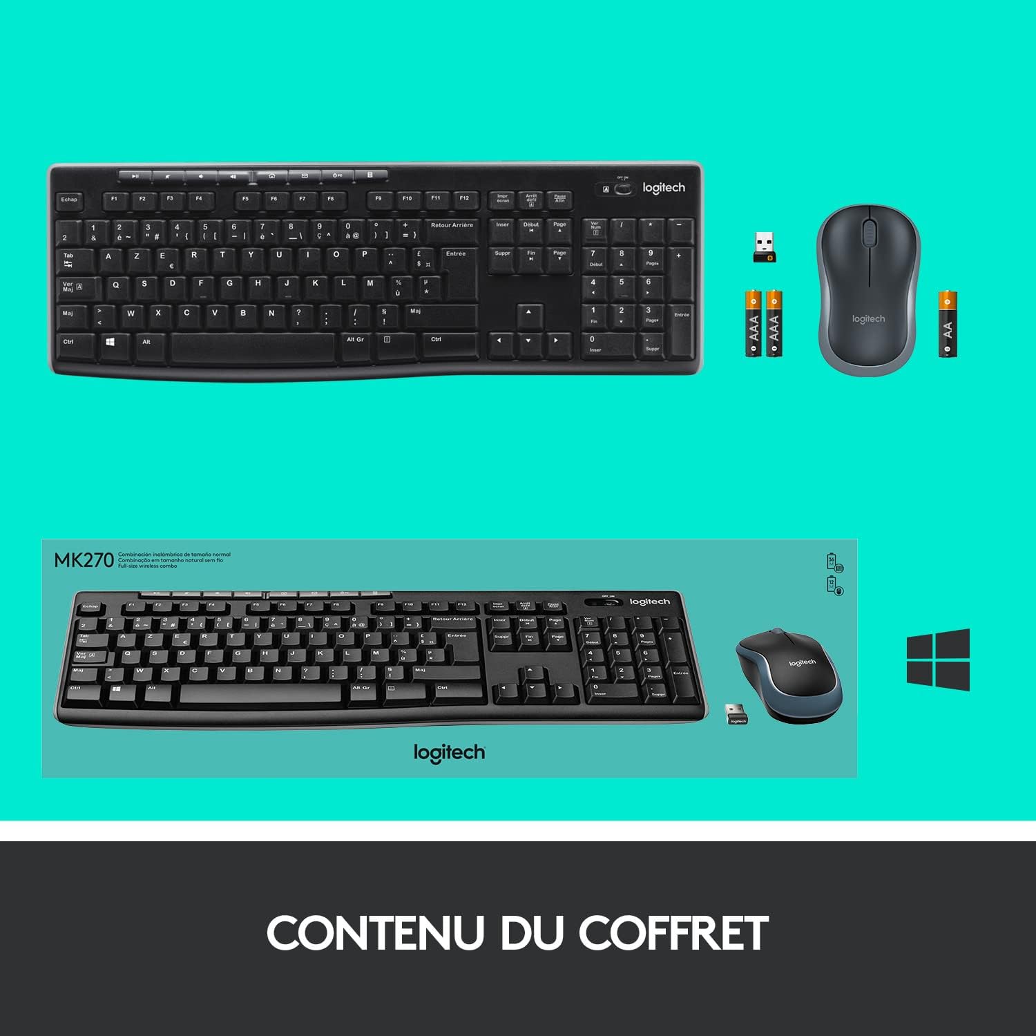 CLAVIER +SOURI SANS FIL Logitech Mk270 thumbnail 2