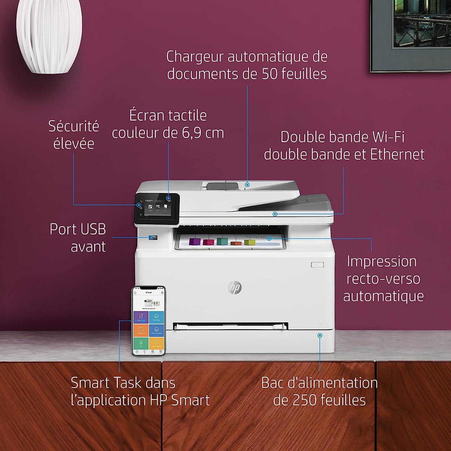IMPRIMANTE HP LASER COULEUR M283FDW-MULTIFONCTION -WIFI thumbnail 2