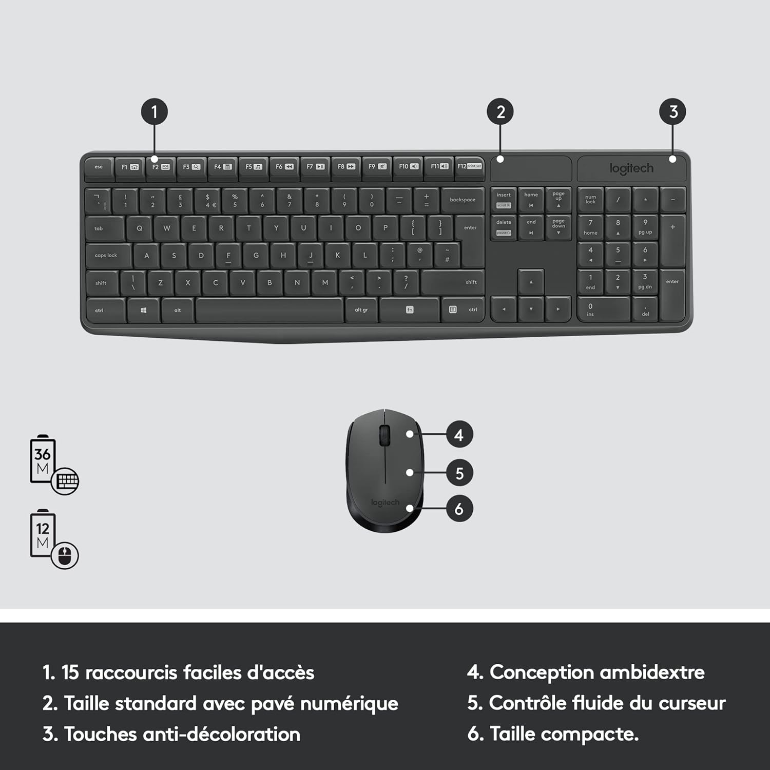 CLAVIER +SOURI SANS FIL Logitech Mk235 thumbnail 3