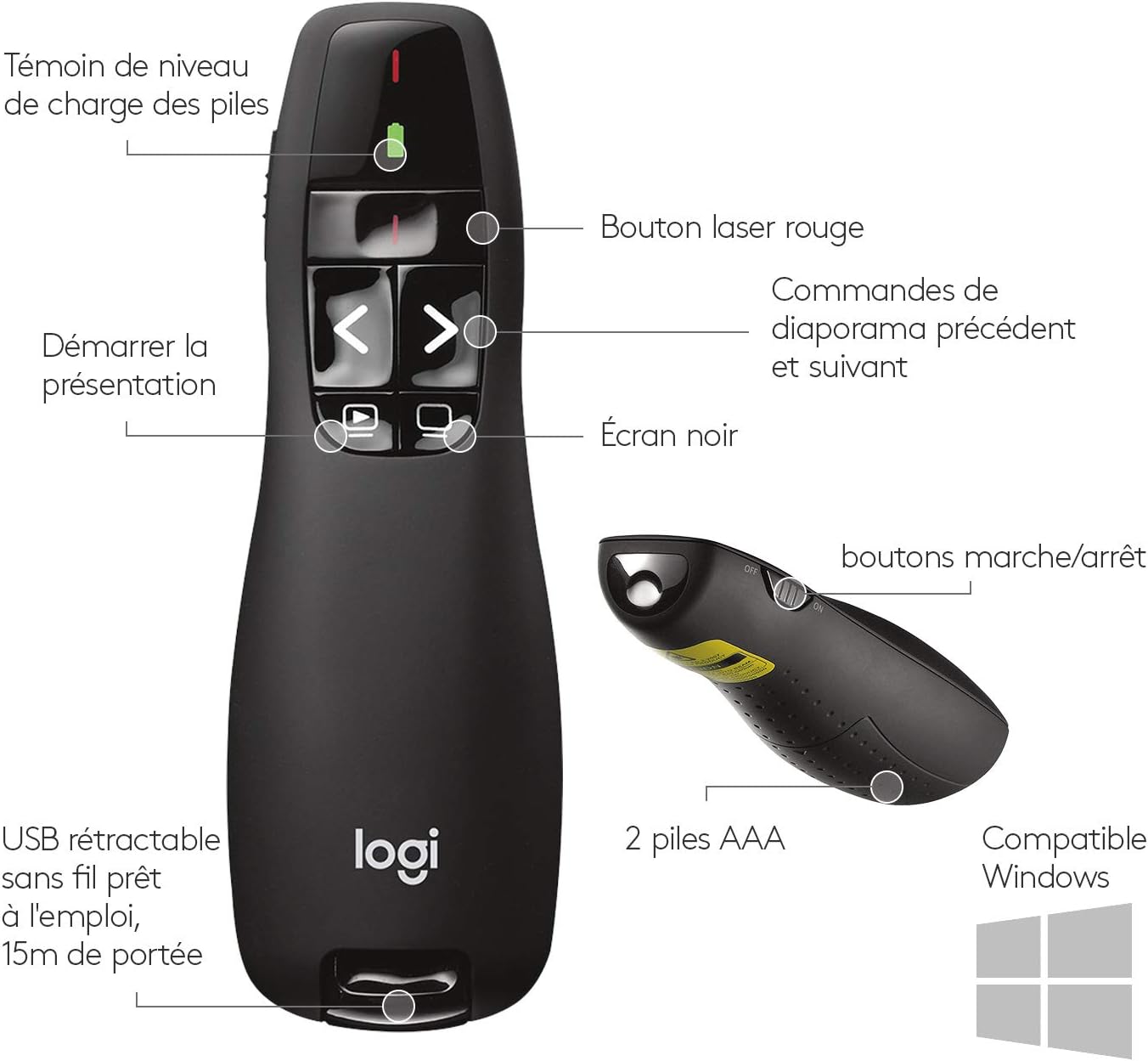 Télécommande de Présentation Logitech R400 (pointeur ) thumbnail 3