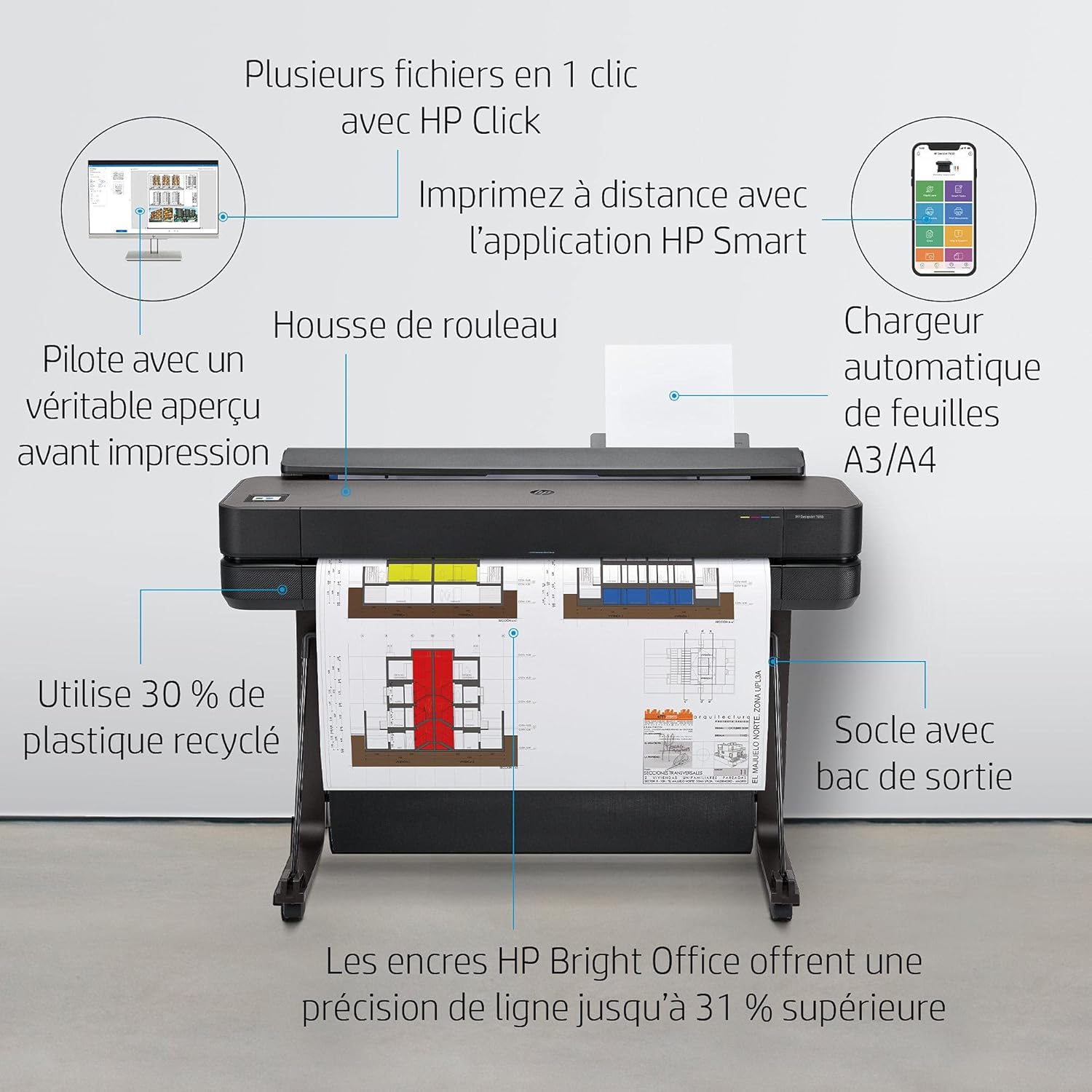 IMPRIMANTE Traceur HP DesignJet T630 36 pouces Grand Format SANS FILS thumbnail 4